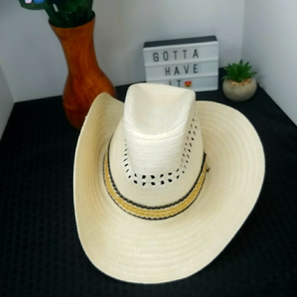 Antique 1930s Straw Western Military Cowboy Hat